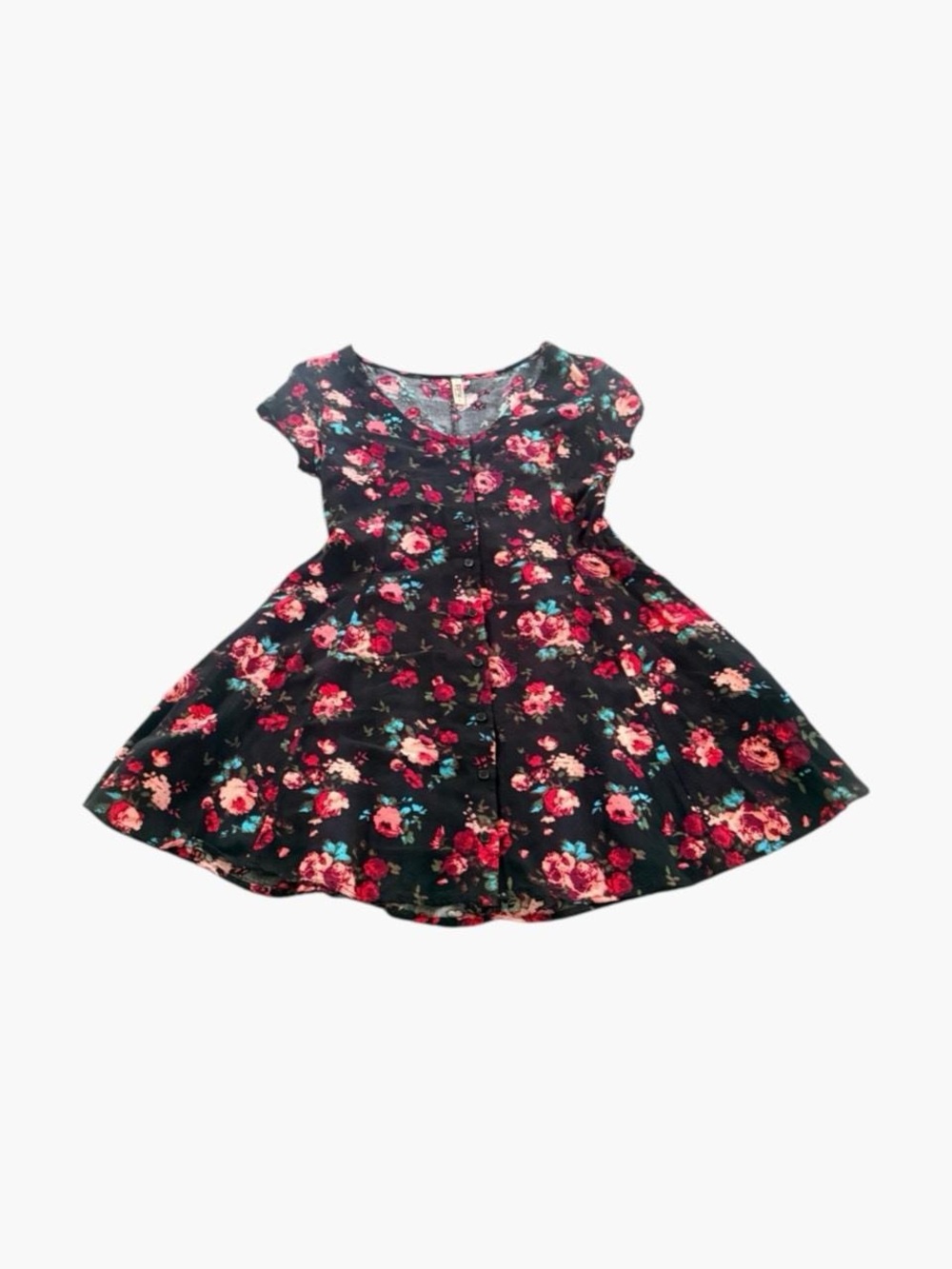 Vintage Mini Dress 90s/Y2K Mudd Floral Corset Back — Women’s Juniors Large